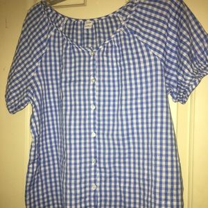 Pladded light blue and white shirt